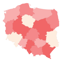 polen Karta. Karta av polen i administrativ regioner png