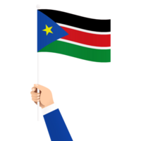 Hand Holding South Sudan National Flag Isolated Transparent Simple Illustration png