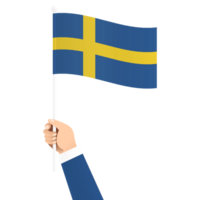 main en portant Suède nationale drapeau isolé transparent Facile illustration png