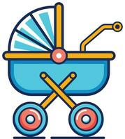 Colorful baby carriage vector illustration, baby buggy, carriage, perambulator, pram, pushchair, and stroller stock vector image