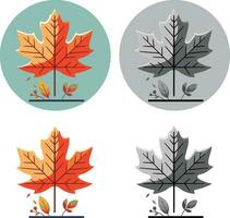 Autumn forest maple leaf in different style vector illustration, Set of Forest Maple leaves in different colors stock vector image, logo icon symbol template