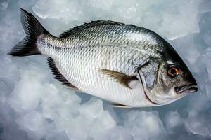 Seabream fish ice food. Generate Ai photo