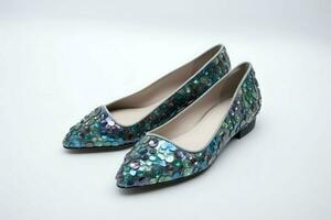 Shoes ballet flats crystals. Generate Ai photo