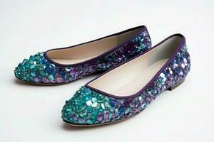 Shoes ballet flats crystals colorful. Generate Ai photo