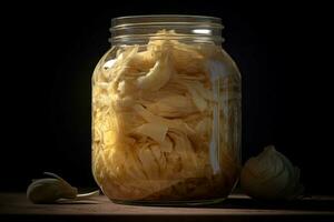 Salted sauerkraut jar cabbage. Generate Ai photo