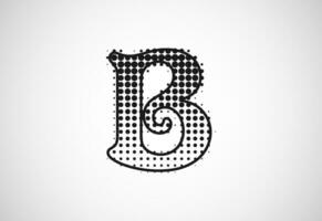 Letter B logo in halftone dots style, Dotted shape logotype vector design.