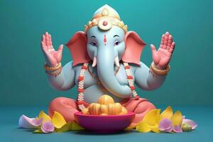 Kid lord Ganesh god statue. Generate Ai photo