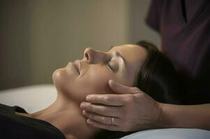 Head massage therapy. Generate Ai photo
