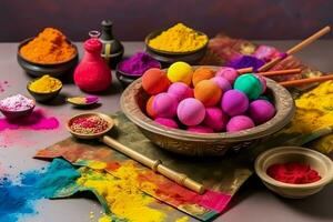 Traditional indian sweet decorations background. Generate Ai photo