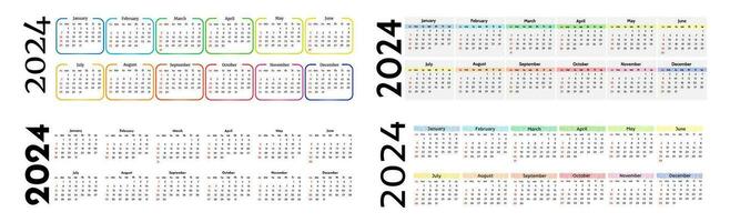 calendario para 2024 aislado en un blanco antecedentes vector