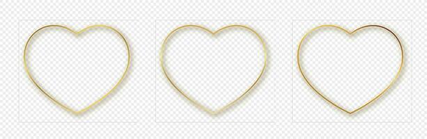 Gold glowing heart shape frame vector