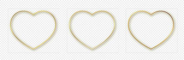 Gold glowing heart shape frame vector