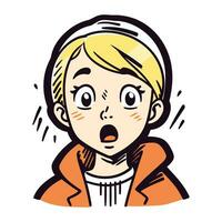 Surprised boy with open mouth. Vector illustration in cartoon style.