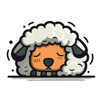 Cute sheep character. Vector illustration. Isolated on white background.