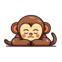 Cute cartoon monkey isolated on white background. Vector illustration in flat style.