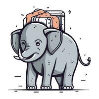 Elephant with a book. Vector illustration in hand drawn style.