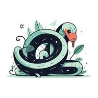 Vector illustration of cartoon snake. Isolated on a white background.