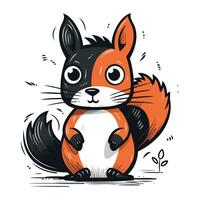 Funny cartoon squirrel. Vector illustration isolated on a white background.