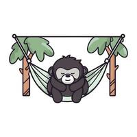 cute gorilla animal in hammock vector illustration graphic design vector illustration graphic design