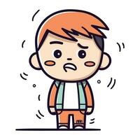 Boy feeling angry. vector illustration. clip art. flat design.