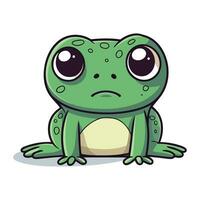Frog with sad face isolated on white background. Vector illustration.