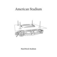 Graphic Design of the Hard Rock Stadium Miami City. FIFA World Cup 2026 in United States, Mexico, and Canada. American International Football Stadium. vector