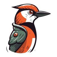 Hand drawn vector illustration of a red headed woodpecker.