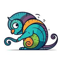 Cute cartoon chameleon. Vector illustration. Isolated on white background.