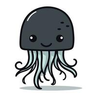 Cute Jellyfish Cartoon Mascot Character Vector Illustration.