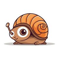 Cute cartoon snail. Vector illustration. Isolated on white background.