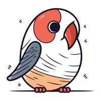 Vector illustration of cute cartoon bird. Hand drawn doodle style.