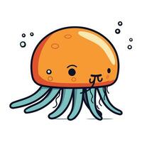 Cute cartoon jellyfish. Vector illustration isolated on white background.