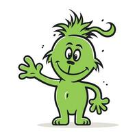 Cartoon monster waving hand. Vector illustration of funny monster character.