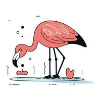 Flamingo. Vector illustration in doodle style. Isolated on white background.