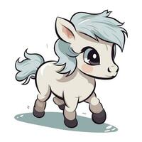 Cute cartoon pony isolated on a white background. Vector illustration.