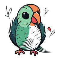 Cute cartoon parrot. Vector illustration isolated on white background.