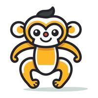 Cute cartoon monkey. Vector illustration isolated on white background. Flat design.