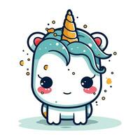 Cute unicorn. Vector illustration. Isolated on white background.