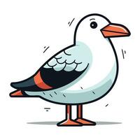 Cute cartoon seagull. Vector illustration on white background.