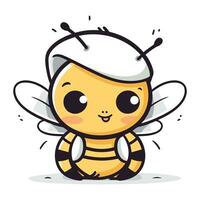 Cute cartoon bee. Vector illustration isolated on a white background.