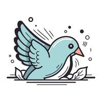 Pigeon flying in the air. Flying bird. Vector illustration.