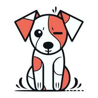 Cute dog sitting on the floor. Vector illustration in line style.