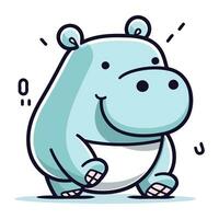 linda dibujos animados hipopótamo. vector ilustración de un linda hipopótamo.