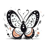 Butterfly. Hand drawn vector illustration. Isolated on white background.
