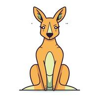 Cute kangaroo sitting on the ground. Vector illustration.