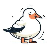 Cute cartoon seagull. Vector illustration isolated on white background.