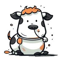 Cute cow cartoon in doodle style. Vector illustration.