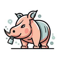 Cute rhinoceros. Vector illustration in cartoon style.