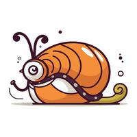 Cartoon snail isolated on white background. Vector illustration in flat style.
