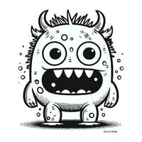 funny cartoon monster. vector illustration of a monster with horns.